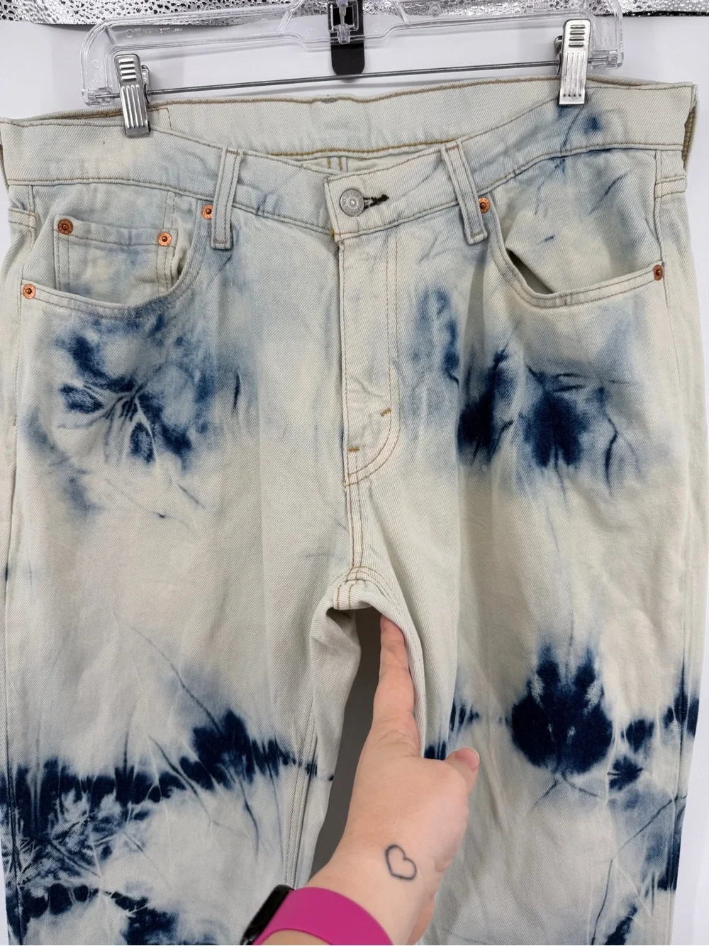 Levi’s 541 Athletic Fit Taper Tie Dye Blue White Jeans Streetwear Grunge Sz32/32